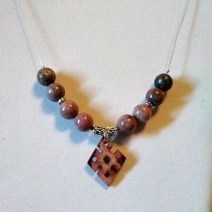 Pink Marble Pearl with drop focal